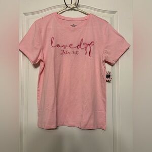 John 3:16 Loved Pink Graphic T Shirt